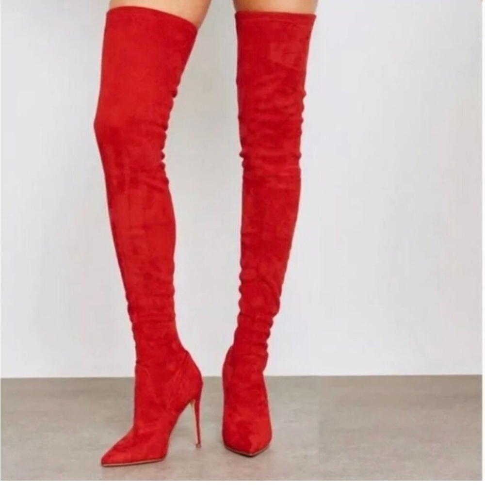 Steve Madden Red Suede Thigh High Dominique Boots
